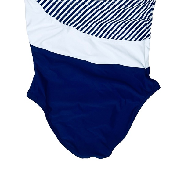 Kona Sol Swimsuit UPF 50+Navy White One Shoulder Striped One Piece M - Picture 6 of 10